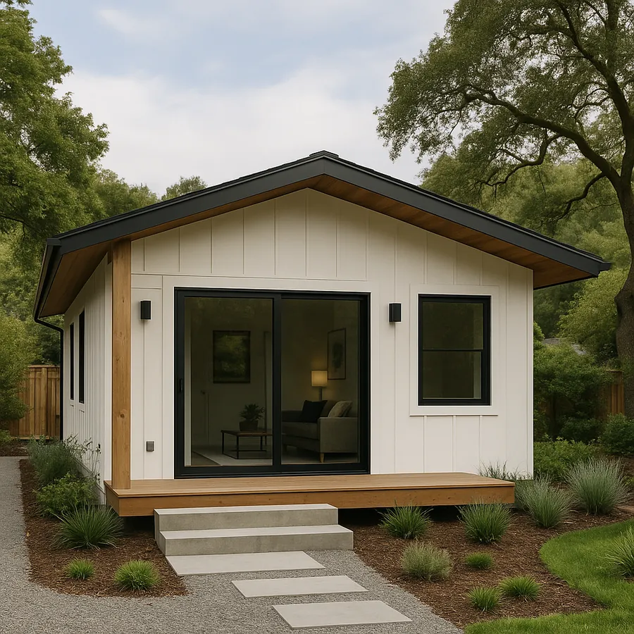 Refined Orinda ADU exterior with private residential setting