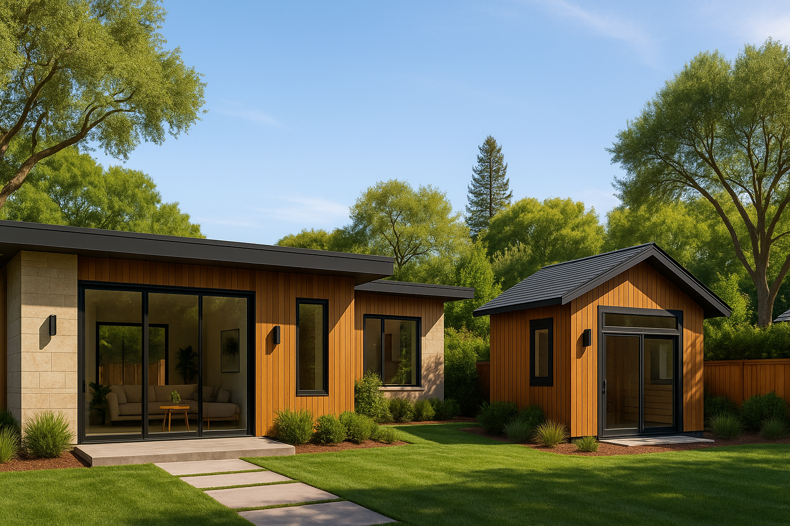 Modern custom home and backyard studio in Atherton