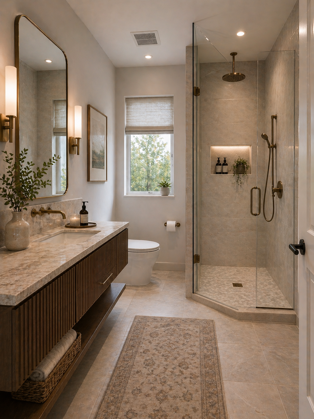 Powder room remodeling details for Atherton homes