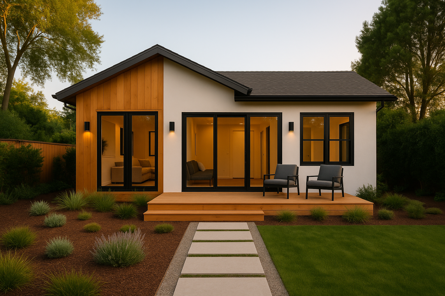 Luxury ADU harmonized with main home and landscape