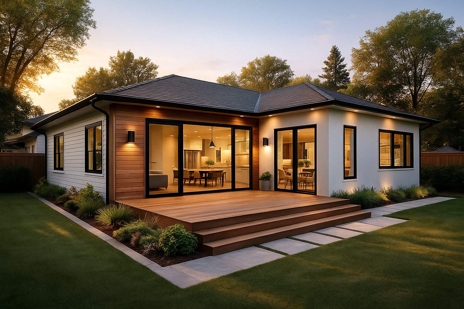 Seamless home addition with deck and matching architecture in Menlo Park